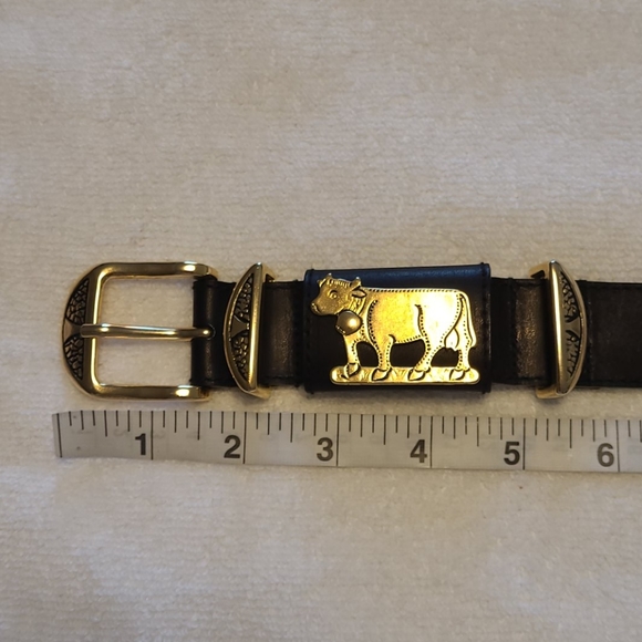 Frank Remmert Designer leather belt whimsical brass hardware - Picture 10 of 10